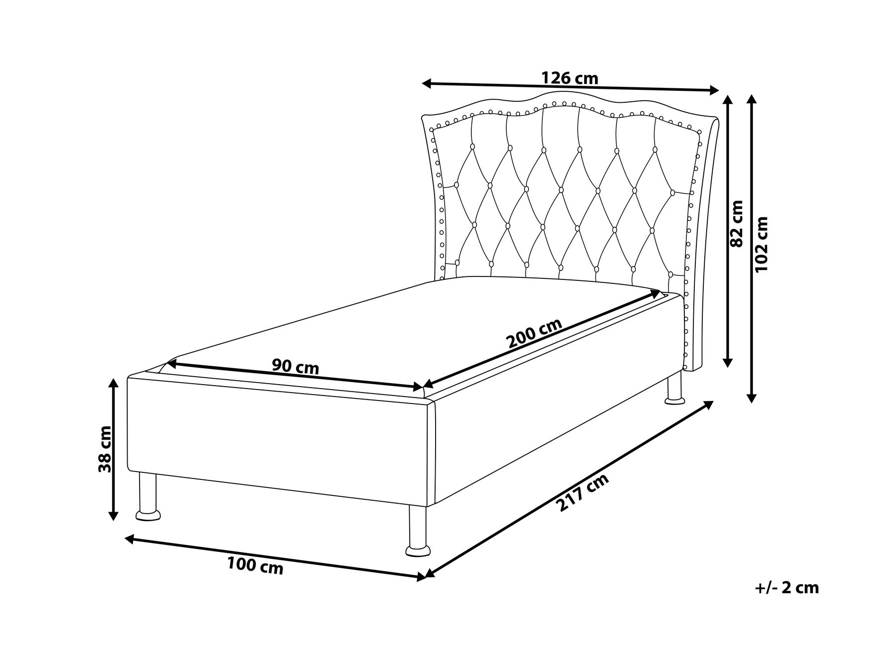 Bed Velvet METZ 90 x 200 cm (EU Single) Grey_861368