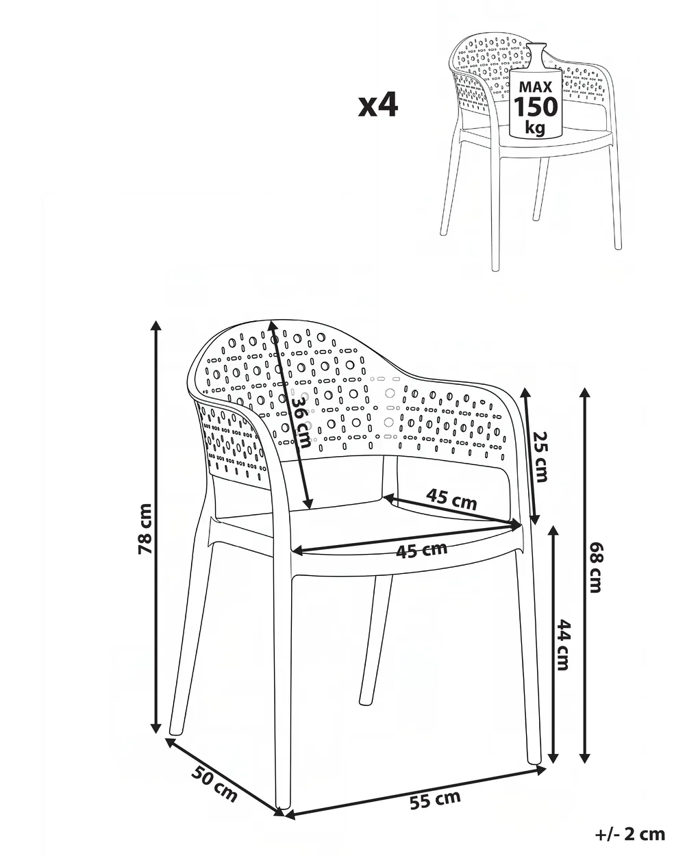 Set med 4 stolar NARINO Ljusgrön_1069745