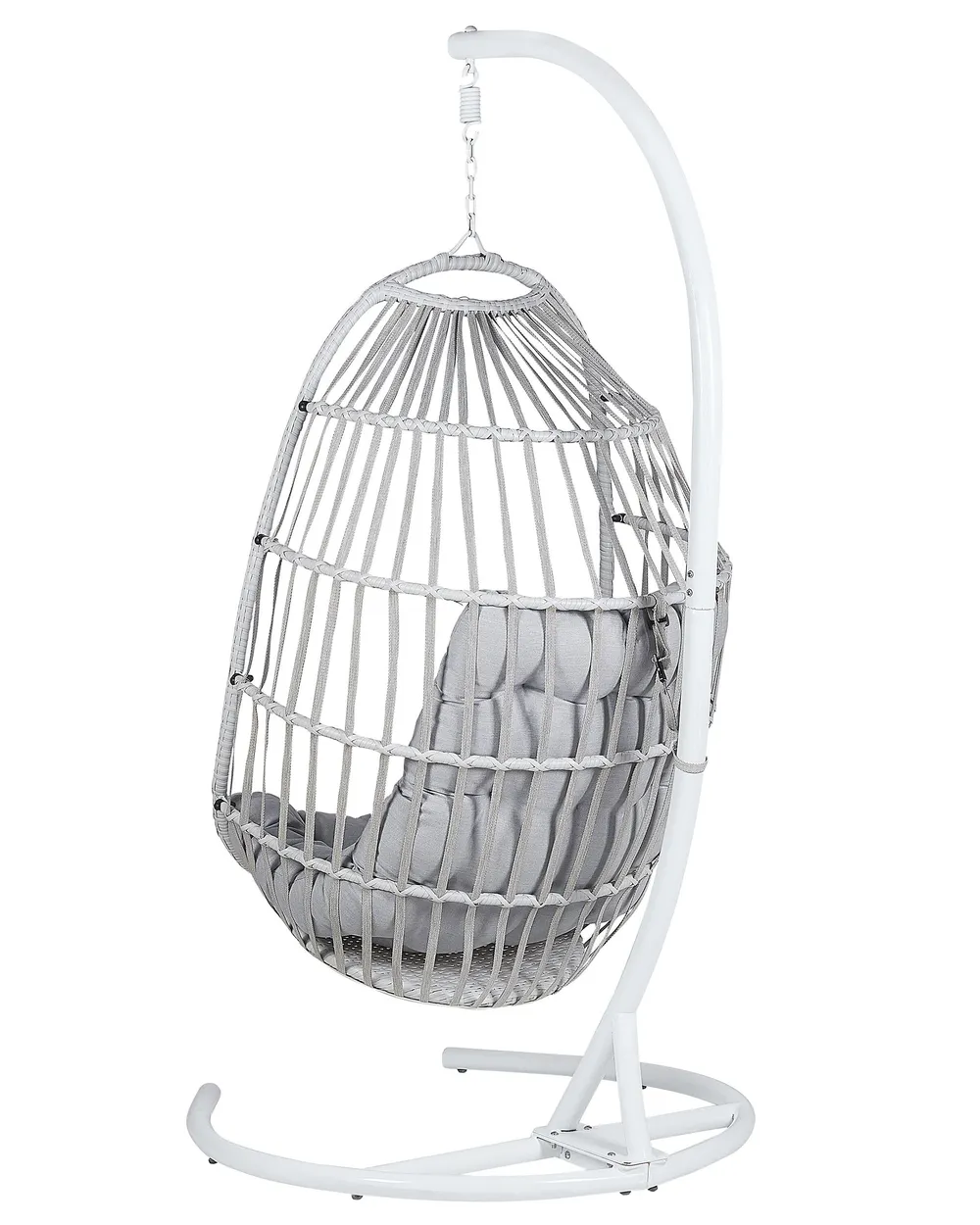 Hanging Chair with Stand SESIA PE Rattan Light Grey_806060