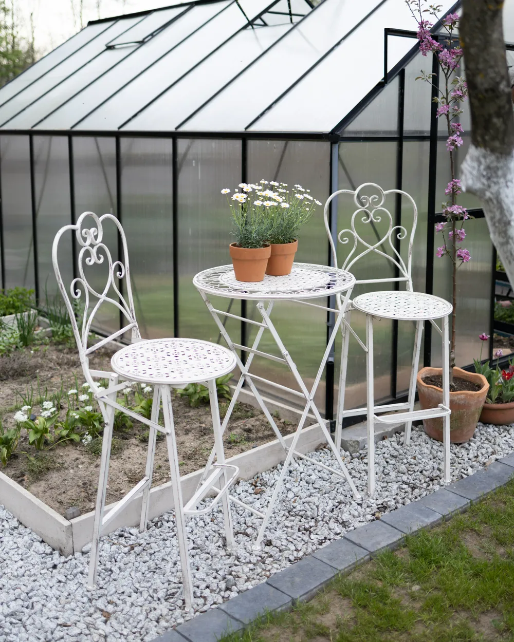 Garden Bar Table TRIESTE 60 cm 60 cm Metal Light Beige_983829