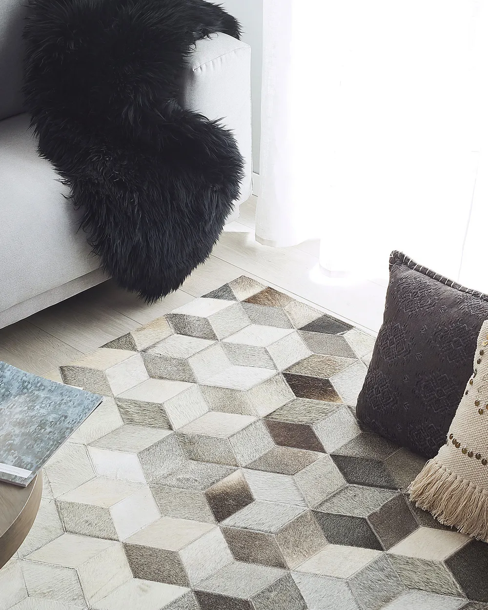 Cowhide Area Rug Brown and Beige CESME Various Sizes
