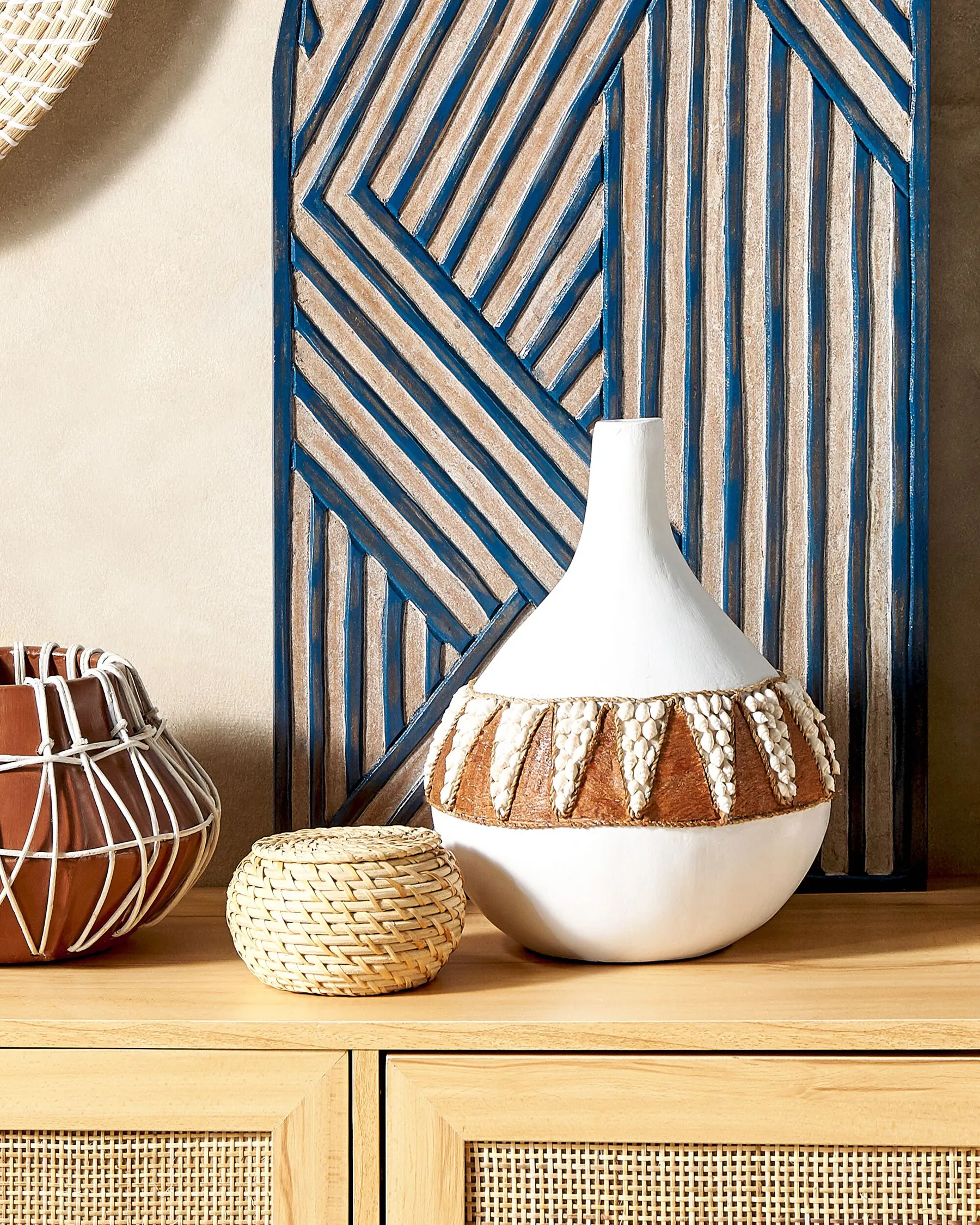 Decorative Vase SIMPANG 33 cm Ceramic White_849676