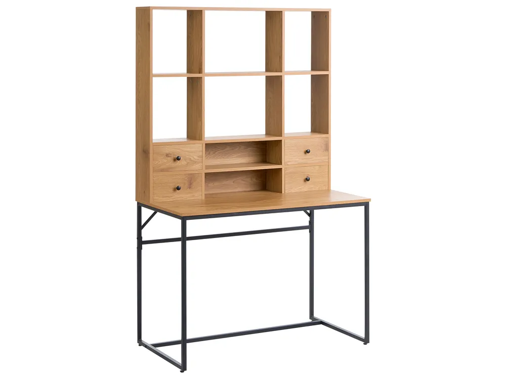 Office Desk with Memo Board TAVRA 105 cm 60 cm with Shelves with Drawers Light Brown