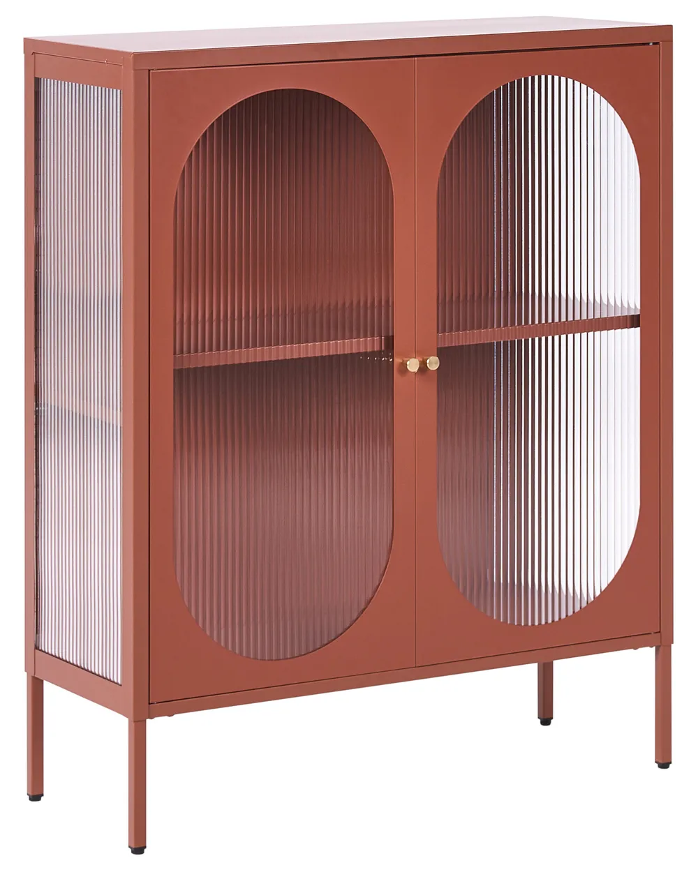 Glass Display Sideboard SARRE 90 cm Metal Golden Brown