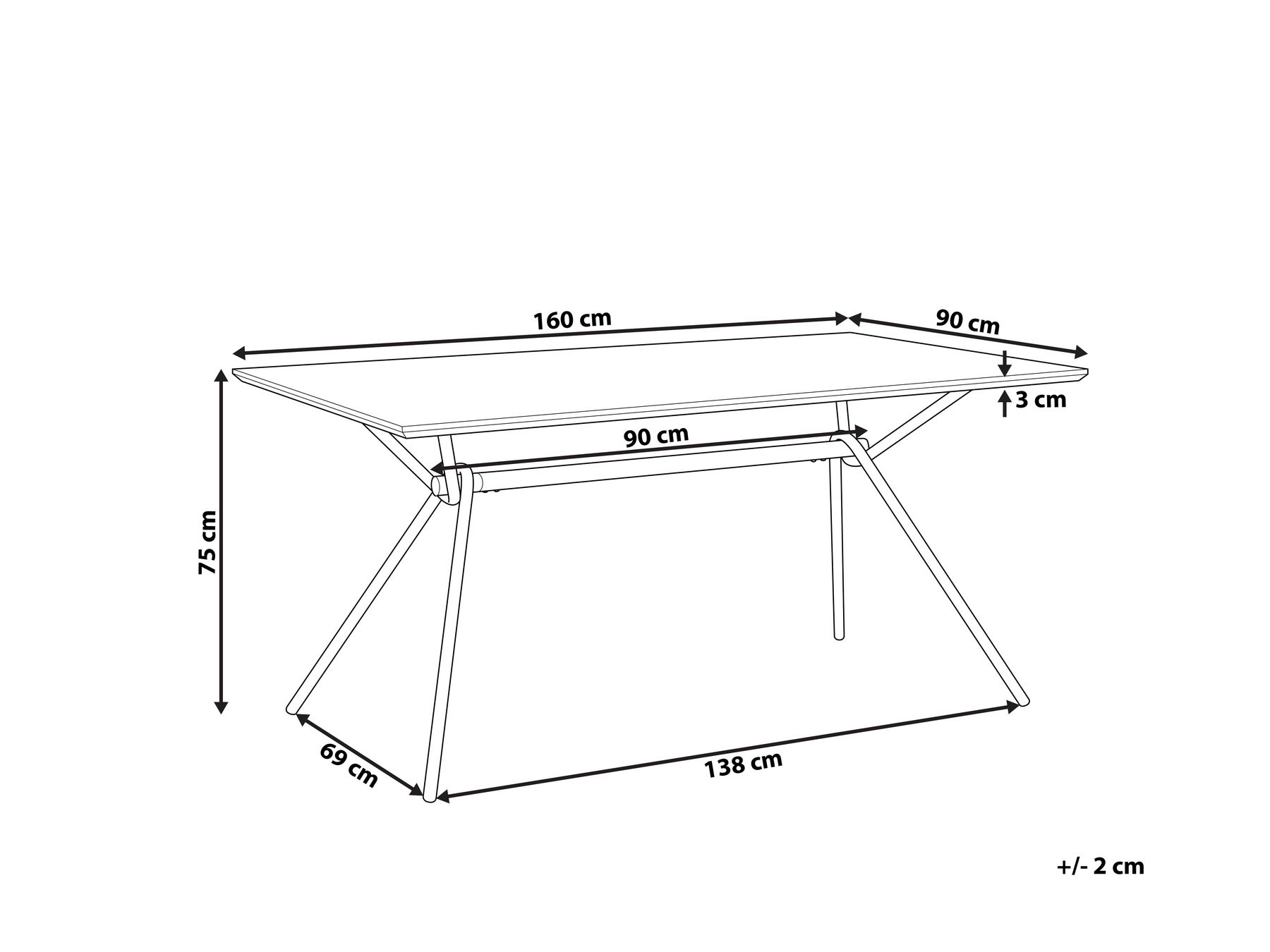 Dining Table AMSTERDAM Dark Brown 160 cm 90 cm_786371