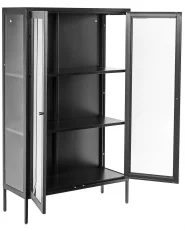 Glass Display Cabinet NASH 90 cm Metal Black_1108266
