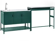 2 Piece Outdoor Kitchen Set with Sink MAENZA Green Metal_1045134