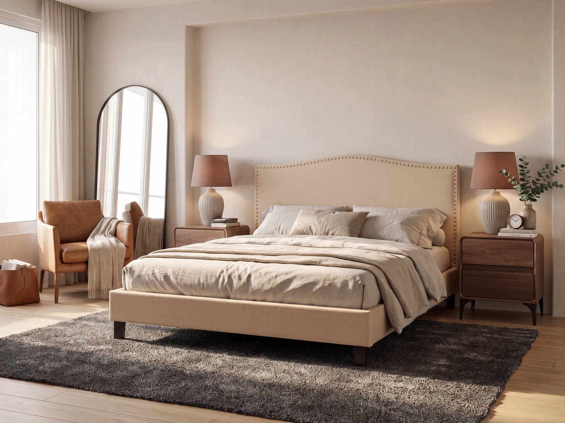 Bed Fabric MONTPELLIER 160 x 200 cm (EU King Size) Beige_709029