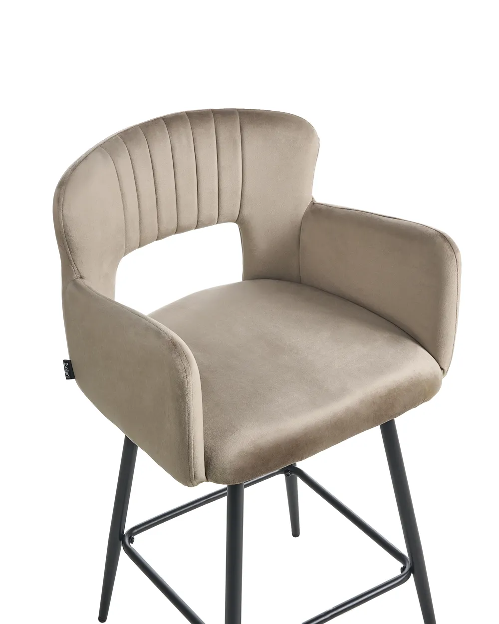 Set of 2 Bar Chairs SANILAC Velvet Taupe_912730