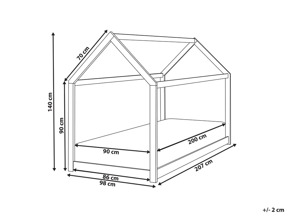 Kids Bed House Pine Wood TOSSE 90 x 200 cm (EU Single) White_864013