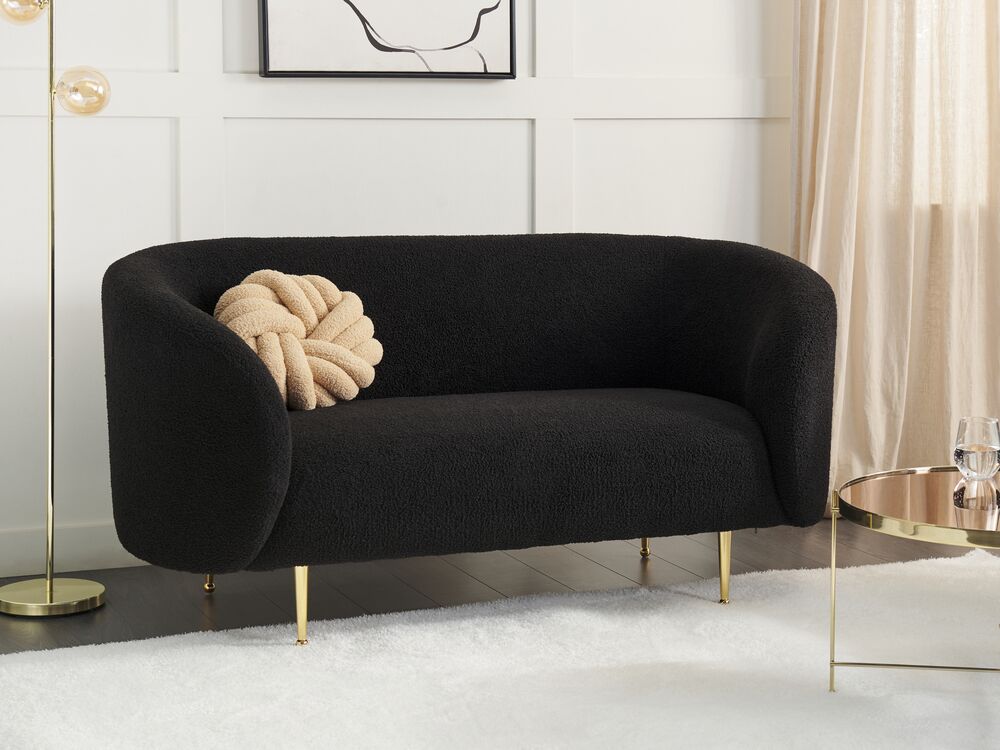 Soffa 2-sits LOEN Bouclé Svart