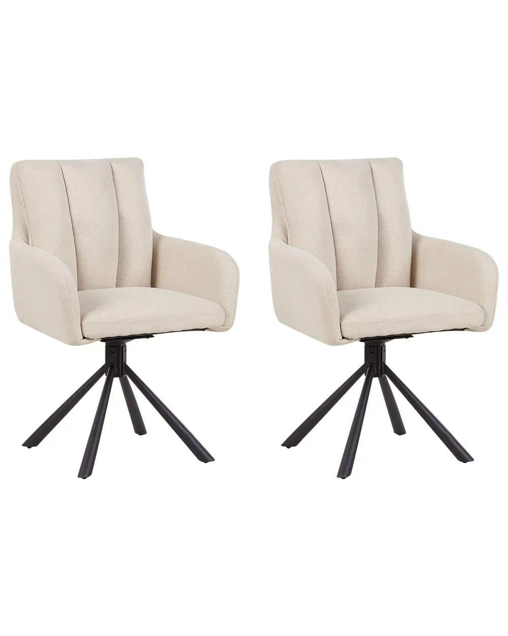 Set of 2 Dining Chairs Swivel SARDOAL Fabric Light Beige