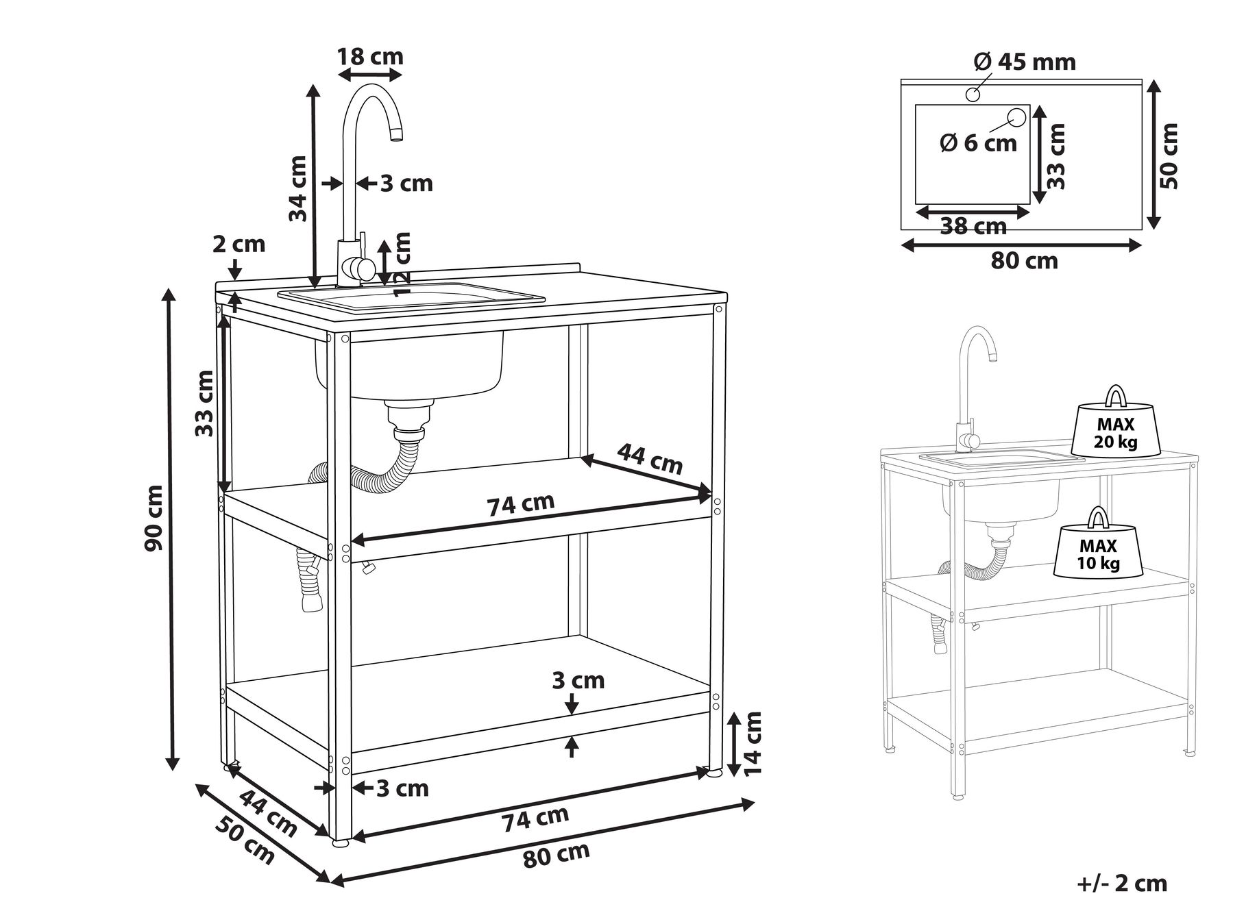 Outdoor Kitchen Island with Sink VILAMA White_973772