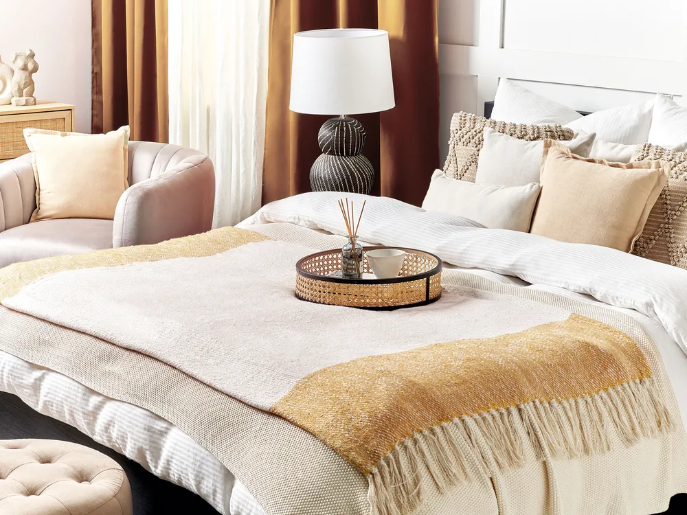 Blanket SALME Fabric 130 x 170 cm Beige
