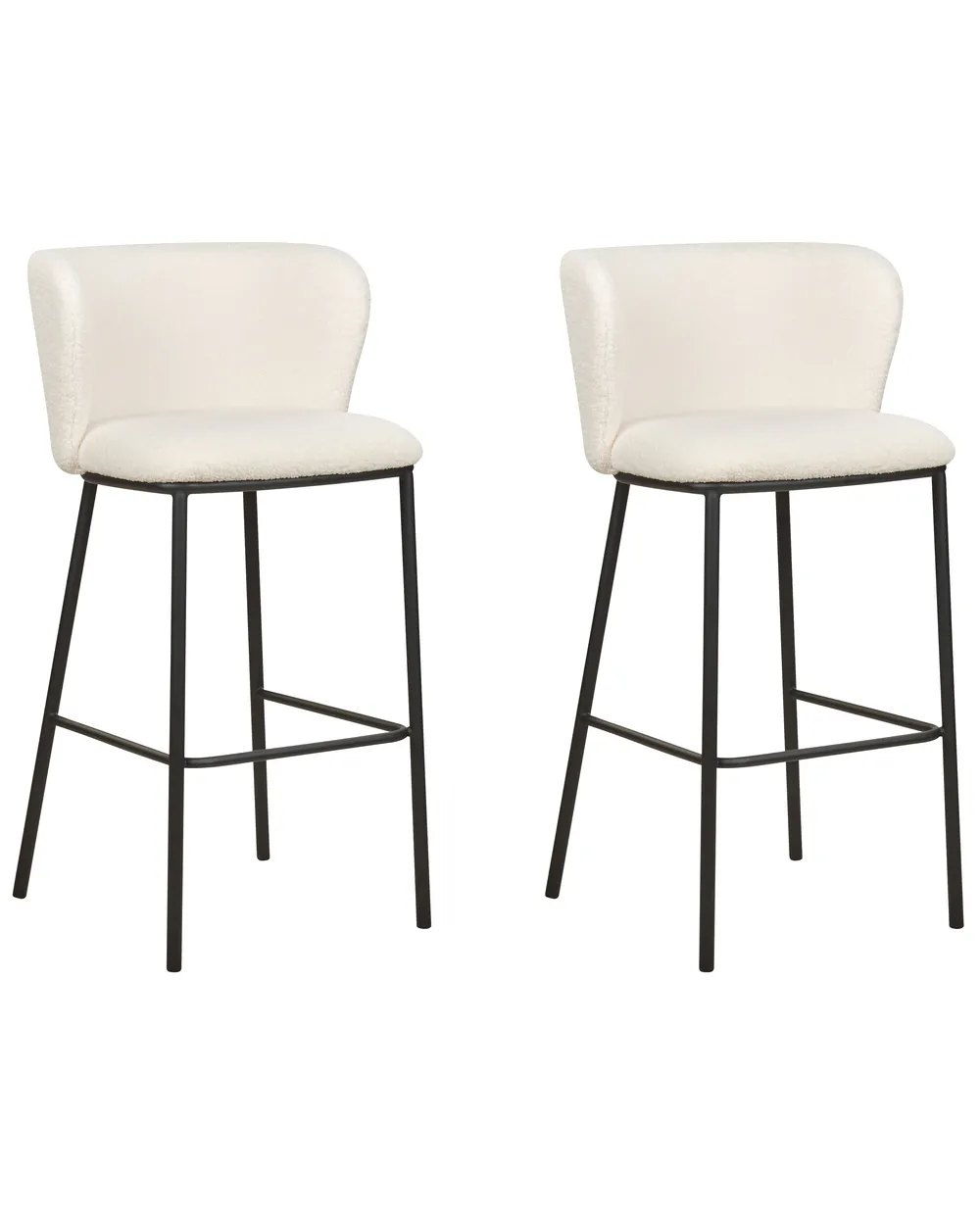 Set of 2 Bar Chairs MINA Boucle White_1059675