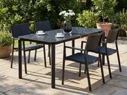 Garden Dining Table FELETTO 180 cm 90 cm Stone Black Marble_1038164