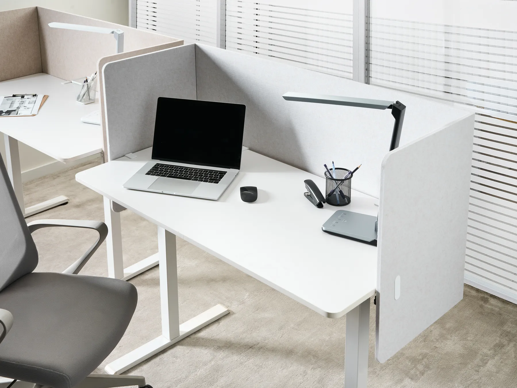 Skiljevägg för skrivbord SOLOA 210 x 61 cm Off-White_1014948