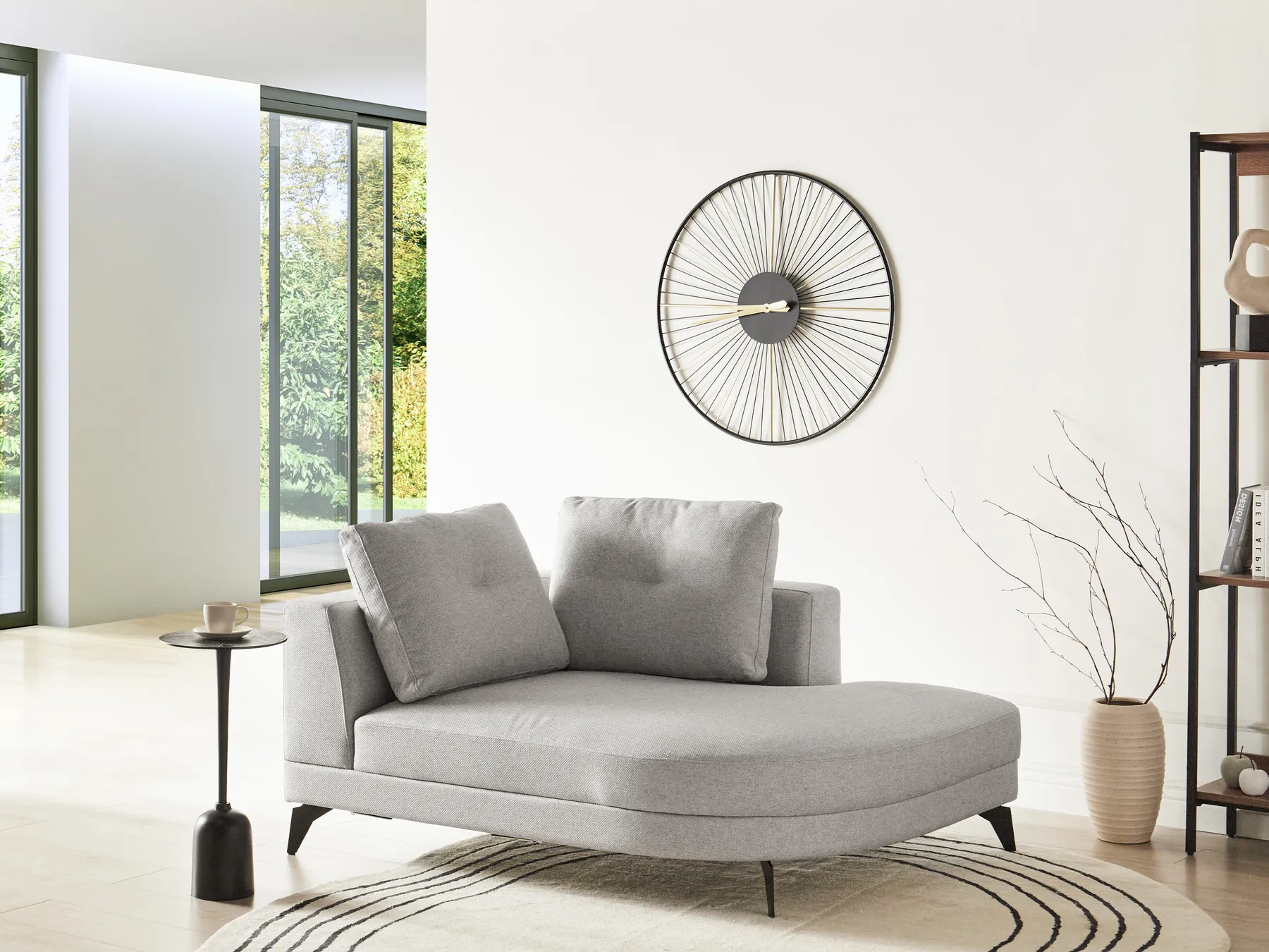 Chaise Longue YURI Faux Linen Grey_1021597