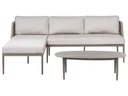 Garden Corner Sofa with Table 3 Seater LEFFE Metal Beige Right Hand_1045250