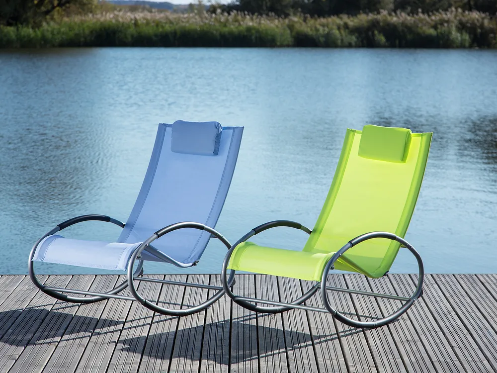 Rocking Sun Lounger CAMPO Metal Lime Green