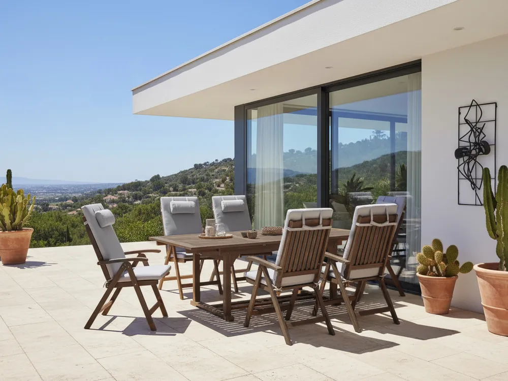 Garden Dining Set 6 Seater AMANTEA PREMIUM Acacia Wood Light Grey