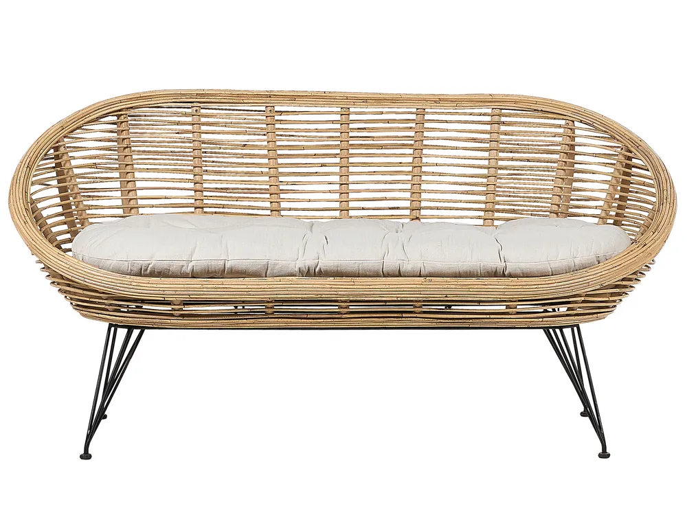 Garden Lounge Set with Table 3 Seater MARATEA/CESENATICO Rattan Natural_878744