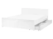 Bed with 2 Drawers SABRAN Pine Wood White 160 x 200 cm (EU King Size)_1061288