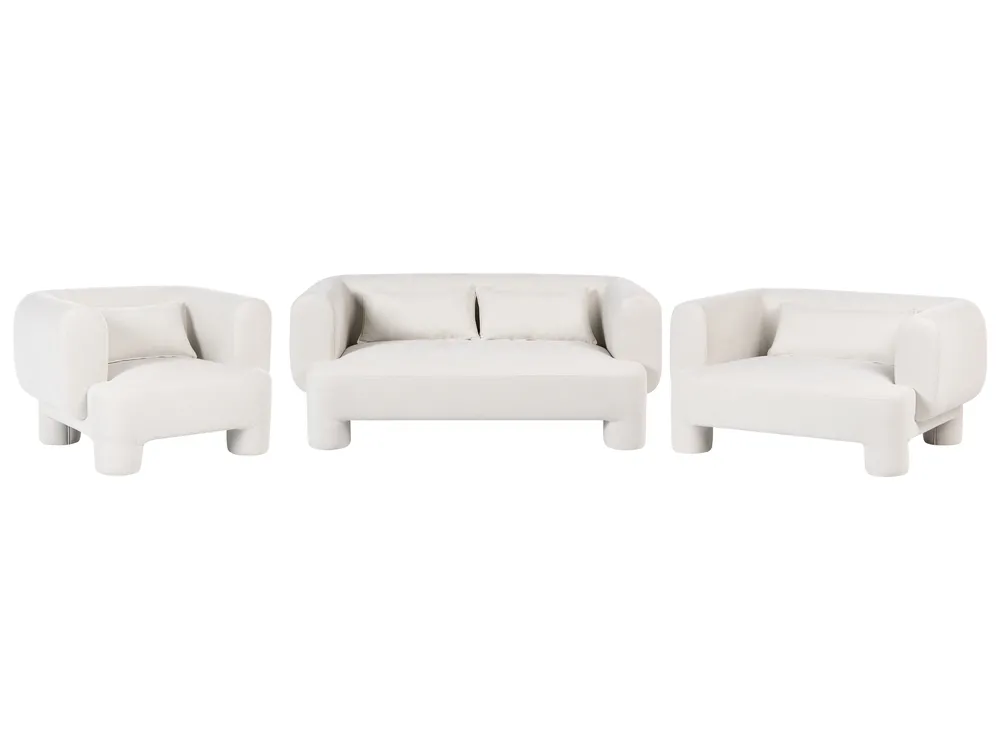 Living Room Set 6 Seater HOGBO Fabric White