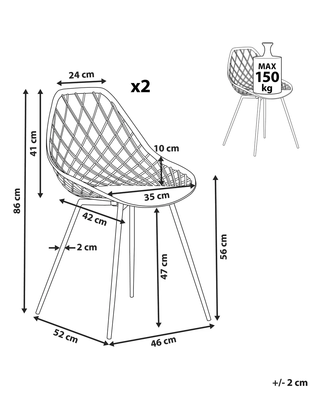 Set of 2 Dining Chairs CANTON Black_802918
