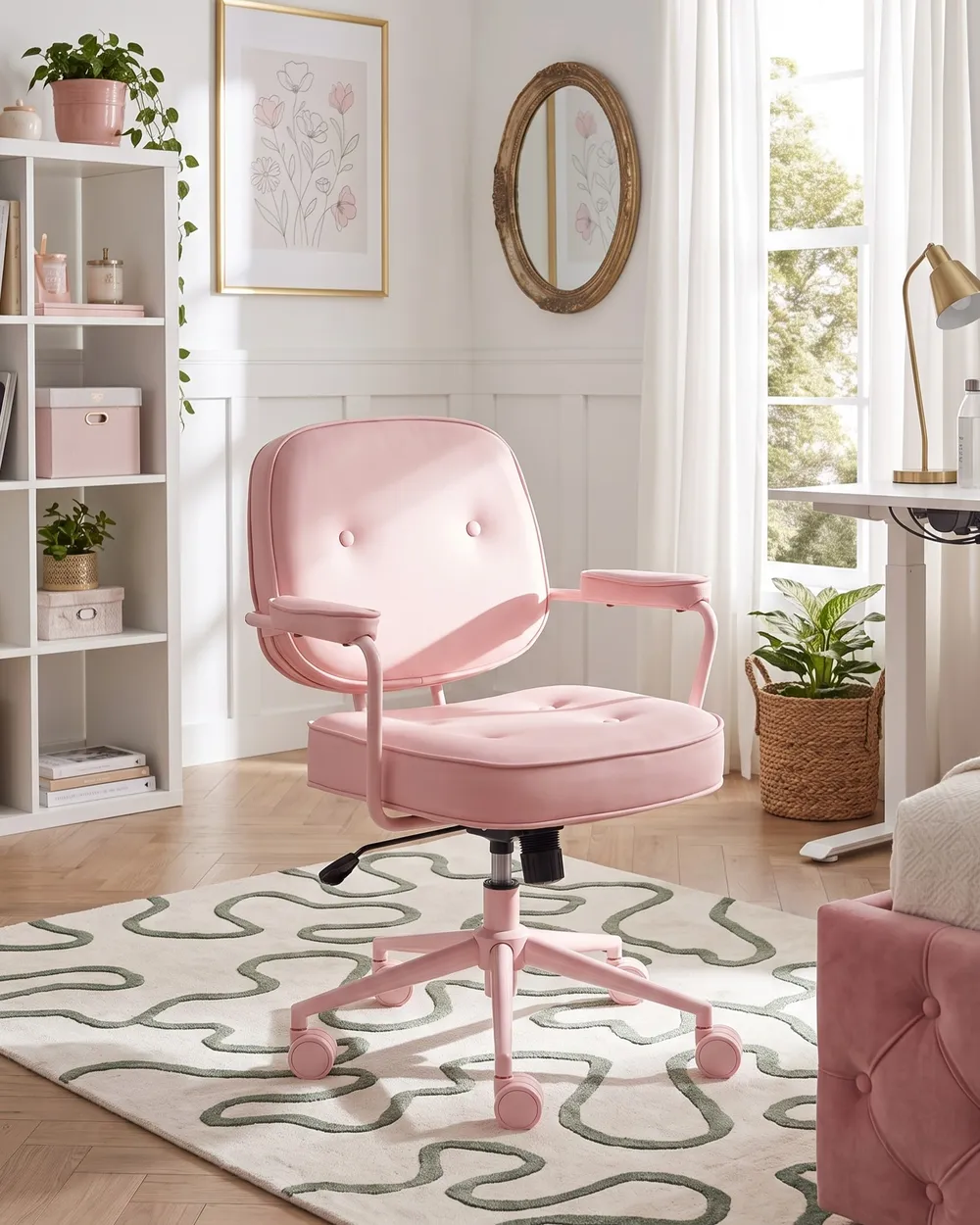 Desk Chair PARAMUS Faux Leather Pastel Pink