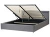 Ottoman Bed with LED ARMELLE Fabric Dark Grey 180 x 200 cm (EU Super King)
