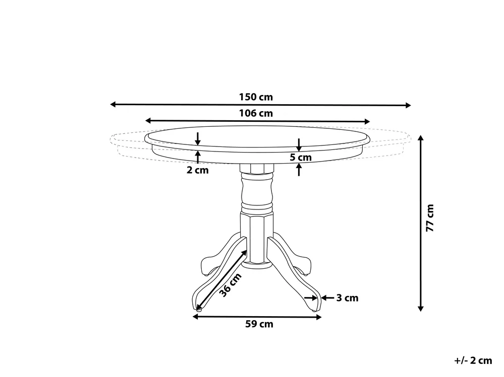 Jatkettava ruokapöytä AKRON Ruskea saarniviilu 106/150 cm 106 cm Puu_996826