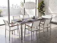 Garden Dining Set 6 Seater GROSSETO Granite Polished Grey/ White_1105597