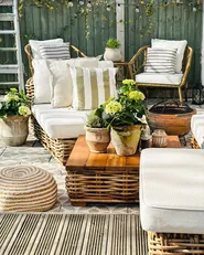 Garden Lounge Set with Table 4 Seater VARALLO Modular Rattan Natural Left Hand_879925