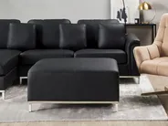 Corner Sofa 4 Seater OSLO with Ottoman Leather Black Right Hand_798156