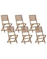 Set of 6 Garden Chairs TOLVE Acacia Wood Brown