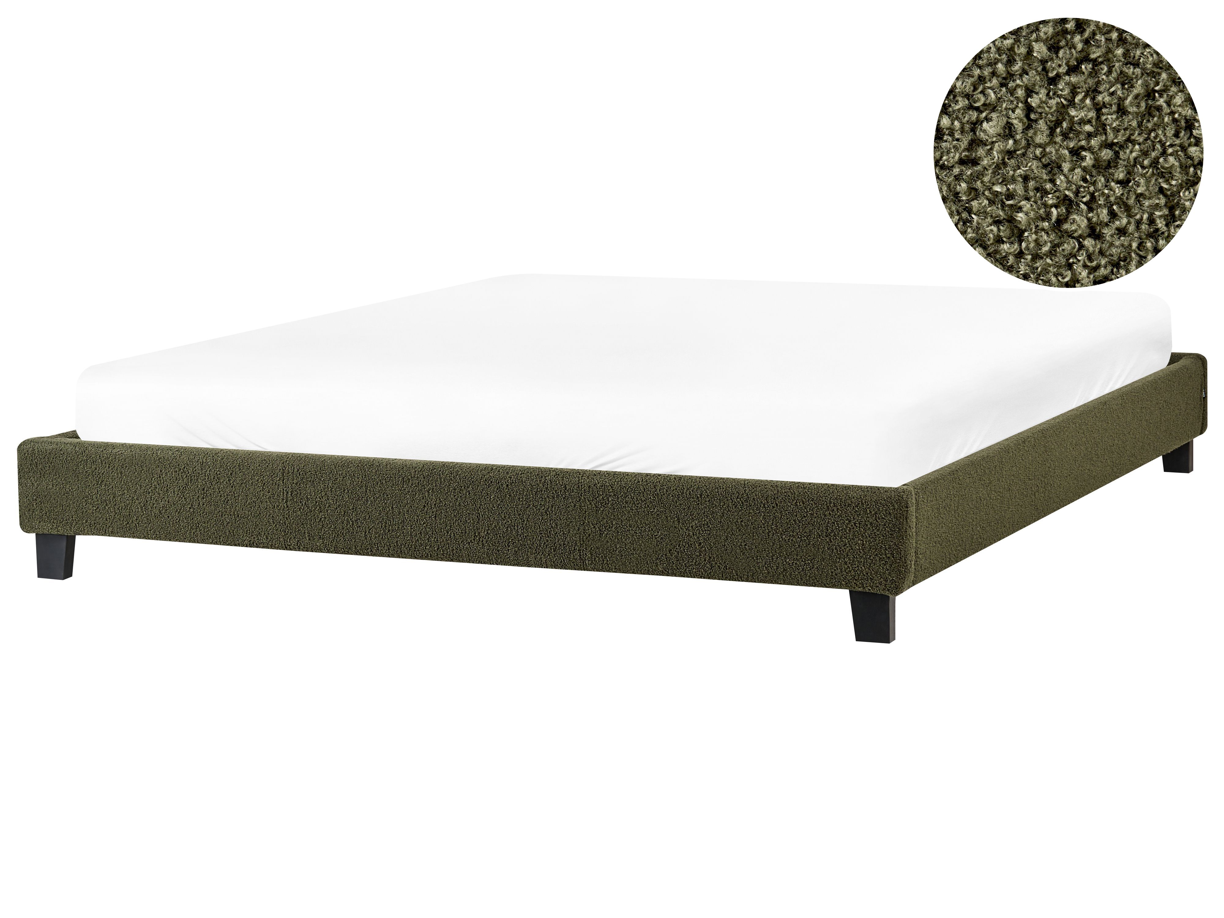 Bed without Headboard Boucle ROANNE 180 x 200 cm (EU Super King) Dark Green_1188085