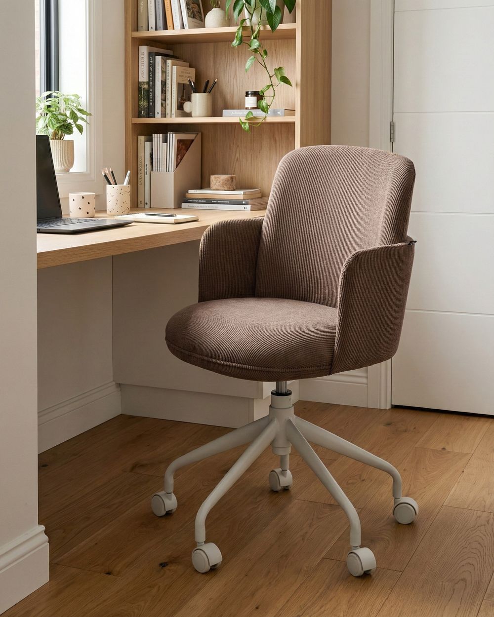 Office Chair DRYDEN Corduroy Brown