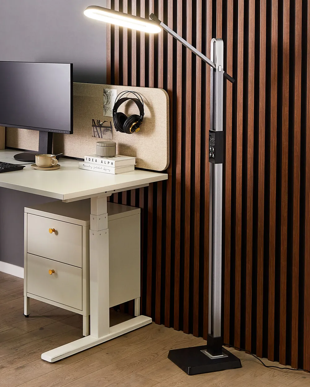 LED Floor Lamp AQUARIUS with Dimmer Metal Dark Grey