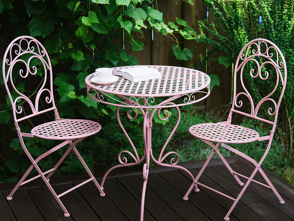 Bistro Set Folding ALBINIA Metal Pink