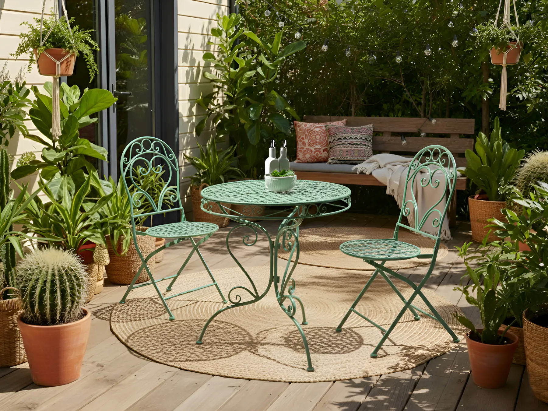 Bistro Set ALBINIA Metal Green_1016191