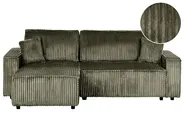 Corner Sofa Bed 3 Seater ABACKA with Storage Corduroy Green Right Hand_959966