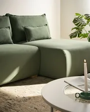 Modular Corner Sofa NERBO Fabric Light Green Left Hand_1035335