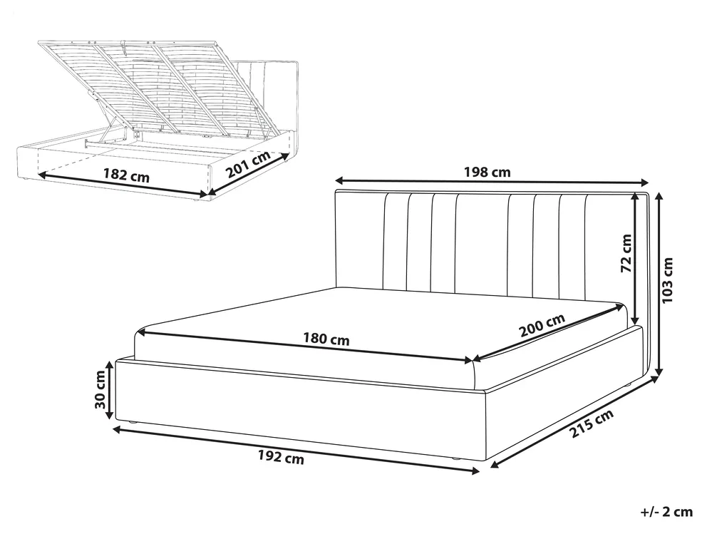 Ottoman Bed TARASCON Fabric Taupe 180 x 200 cm (EU Super King)_1021176