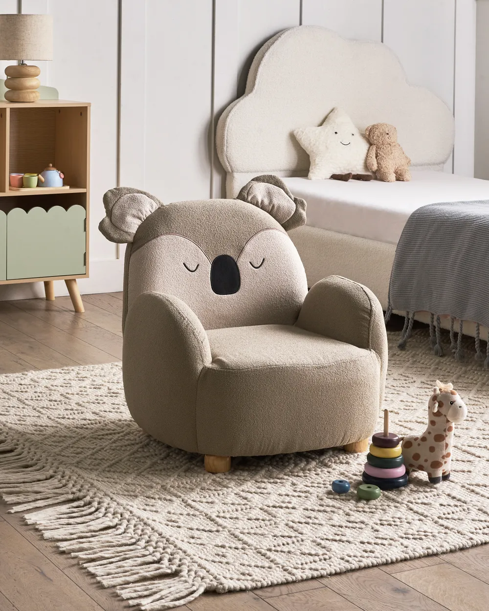 Kids Armchair Koala HERVIK Fabric Taupe