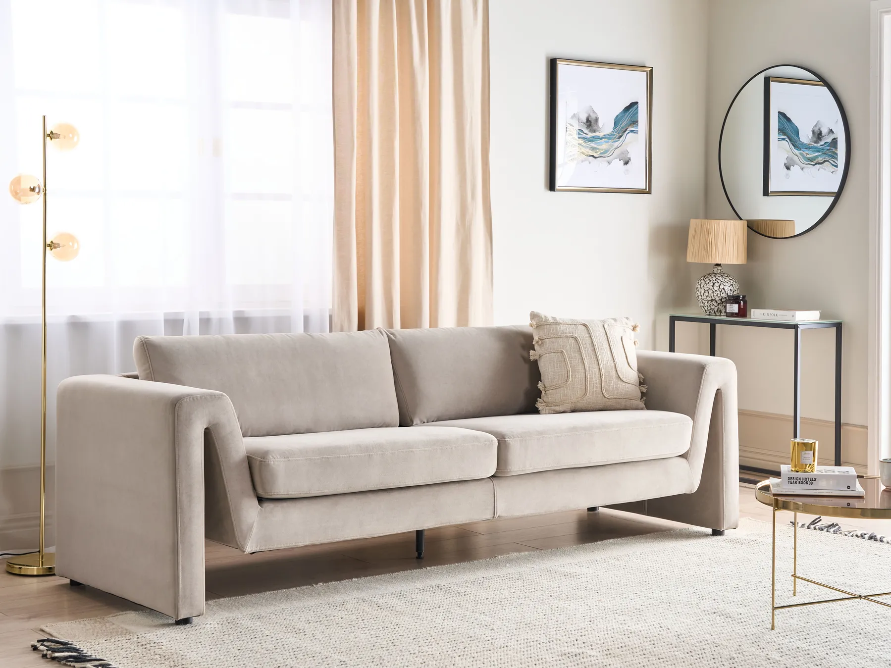 Sofa 3 Seater MAUNU Velvet Taupe_895168