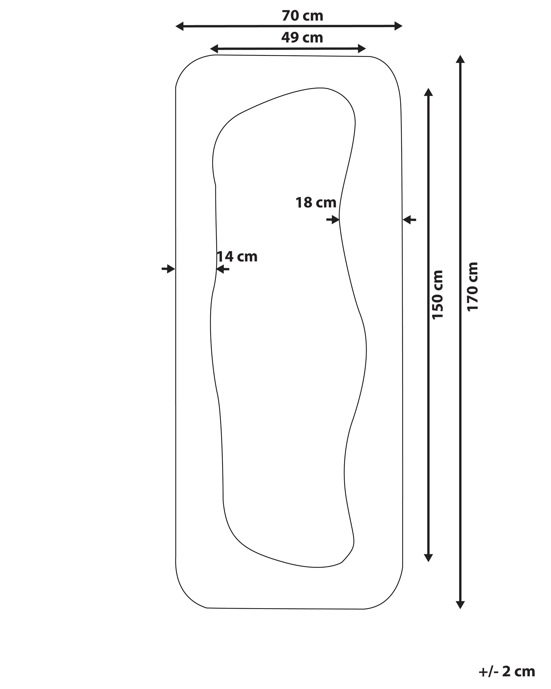 Seinäpeili QUIMPER 70 cm 170 cm Luonnonvalkoinen_994959