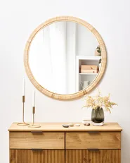 Wall Mirror ANLEZY 80 cm 80 cm Rattan Natural_938865