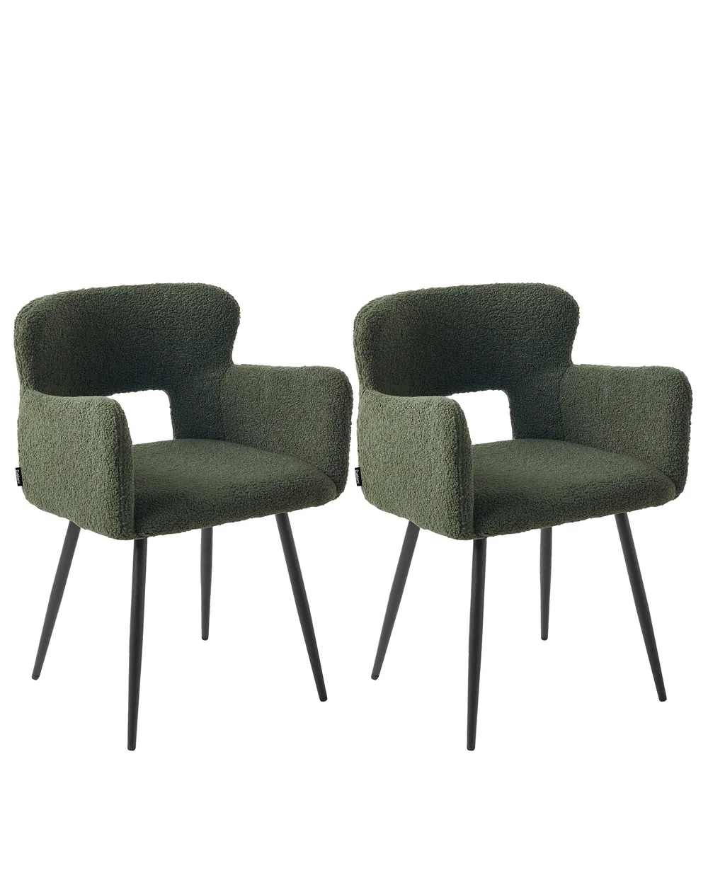 Set of 2 Dining Chairs SANILAC Boucle Dark Green_1022194