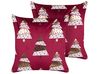 Set med 2 prydnadskuddar GOLDSPRUCE 45 x 45 cm Sammet Röd Julmotiv